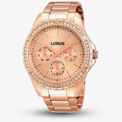 Lorus Ladies Rose Gold Plated Crystal Set Bracelet Watch RP650BX9
