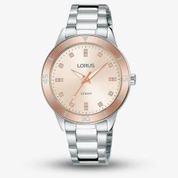 Lorus Ladies Sports Light Rose Gold Sunray Dial Bracelet Watch RG241RX9