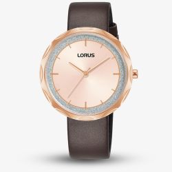 Lorus Ladies Rose Gold Leather Strap Watch RG246WX9