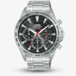 Lorus Mens Solar Black Chronograph Watch RZ501AX9