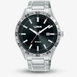 Lorus Mens Silver & Black Watch RH947QX9