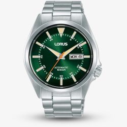 Lorus Mens Automatic Silver Tone Green Dial Watch RL421BX9