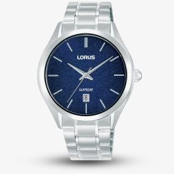 Lorus Mens Classic Blue Dial Stainless Steel Bracelet Watch RH965RX9
