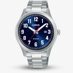 Lorus Mens Sport Blue Dial Stainless Steel Bracelet Watch RH981RX9