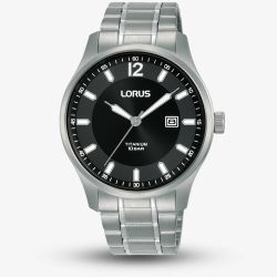 Lorus Mens Sports Black Dial Bracelet Watch RH995QX9