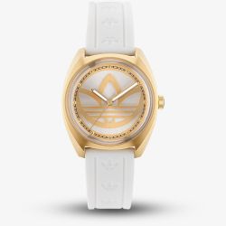 Adidas Unisex Edition One White Sunray & Gold Logo Watch AOFH230122I