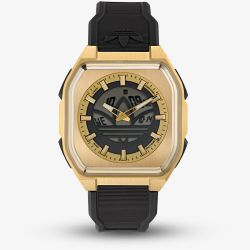 Adidas City Tech Six Gold Tone Black Strap Watch AOFH260142I