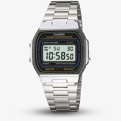 Casio Vintage Silver & Black Digital Display Watch A164WA-1VES