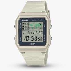 Casio Unisex Cream Square Worldmap Digital Watch LF-30W-8AEF