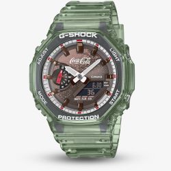 Casio Mens G-Shock Coca-Cola Green Plastic Dual Display Watch GA-2100CC-3A