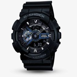Casio G-Shock Classic Dual Display Chronograph Black Plastic Strap Watch GA-110-1BER