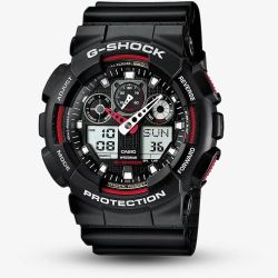 Casio G-Shock Classic Dual Display Black Plastic Strap Watch GA-100-1A4ER 