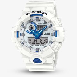 Casio Mens G-Shock Marvel Studios Fantastic Four White & Blue Dial Dual Display Watch GA-700HDS-7AER