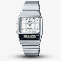 Casio Unisex White Dial Vintage Dual Display Watch AQ-800E-7AEF