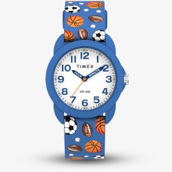 Timex Boys Time Teacher Ball Sports Blue Rubber Strap Watch TW2Y59900