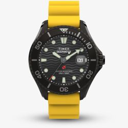 Timex Mens Deepwater Meridian 200 Yellow Rubber Strap Watch TW2W81700