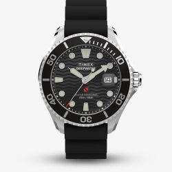 Timex Mens Deepwater Meridian 200 Black Rubber Strap Watch TW2W81600