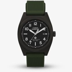 Timex  Mens Expedition Capstone Black Dial Green Rubber Strap Watch TW2Y18000