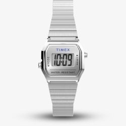 Timex Ladies T80 Teeny Tiny Silver Digital Watch TW2Y46500