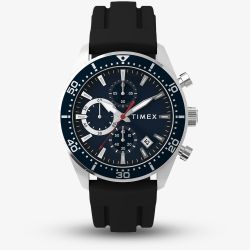 Timex Mens Ridgefield Chronograph Blue Rubber Strap Watch TW2Y62300