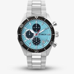 Timex Mens Ridgefield Chronograph Light Blue Bracelet Watch TW2Y62200