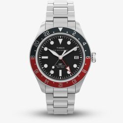 Timex Mens Waterbury Heritage Stainless Steel Red & Blue Bezel Watch TW2Y60600