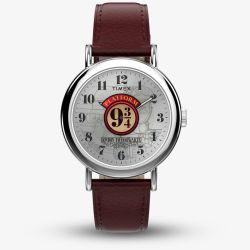 Timex Unisex Weekender Harry Potter x Platform 9 3/4 Brown Leather Strap Watch TW2Y76200