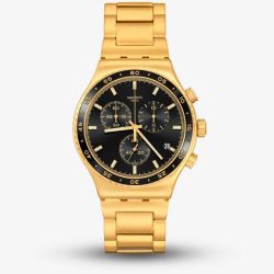Swatch In The Black Gold Plated Chronograph Watch YVG418G
