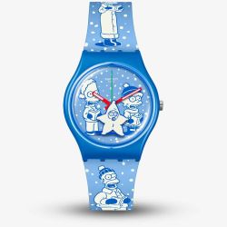 Swatch Simpsons Tidings Of Joy Blue Christmas Watch SO28Z126