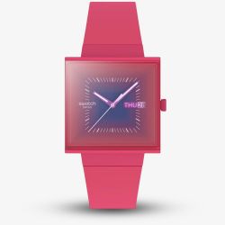 Swatch Unisex Squarely Berry Pink Watch SO34R700
