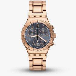 Swatch Elegantum Rose Gold Tone Chronograph Watch YCG418G