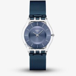 Swatch Essentials Cool Skies Blue Mesh Watch SS08K120M