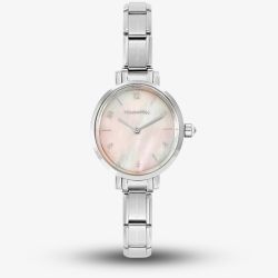 Nomination Time Stainless Steel, Brass & Mother of Pearl Pink Oval Dial Watch 076038/009