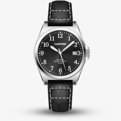 Calypso Ladies Black Leather Strap Watch K5869/4
