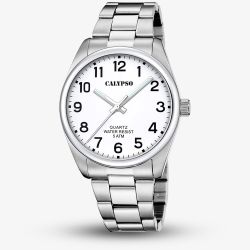 Calypso Mens Basic White Stainless Steel Watch K5862/1