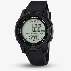 Calypso Mens Colour Splash Black Rubber Strap Watch K5698/6