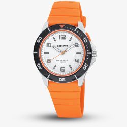 Calypso Mens Sweet Time Orange Rubber Strap Watch K5857/3