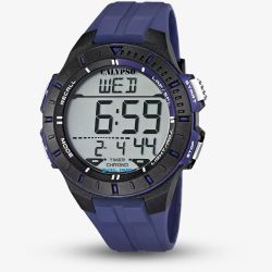 Calypso Mens Urban Digital Blue Rubber Strap Watch K5607/2