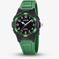 Calypso Mens Easy Time Green Plastic Strap Watch K5878/3