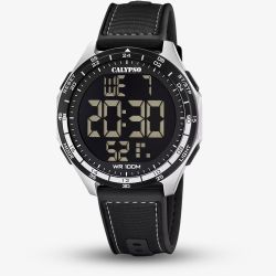 Calypso Mens Urban Digital Black Plastic Strap Watch K5887/4