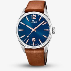Lotus Mens Brown Leather Strap Blue Dial Watch L18693/2