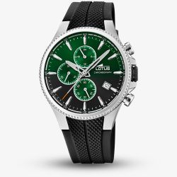 Lotus Black Rubber Strap Bracelet Green Chronograph Dial Watch L18621/A