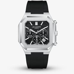 Lee Cooper Mens Black Dial Silicone Strap Watch LC08420.351