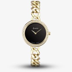 Accurist Ladies Jewellery Gold Plated Onyx Dial Watch 78006