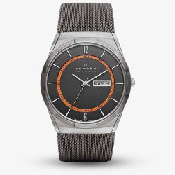 Skagen Titanium Grey Mesh Black And Orange Watch SKW6007