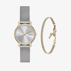 Skagen Ladies Signatur Lille Silver Mesh Watch & Bracelet Set SKW3153SET