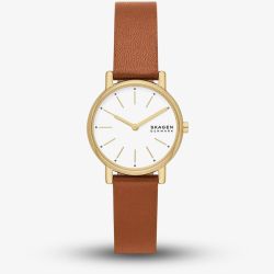 Skagen Ladies Signatur Lillie Brown Leather Strap Watch SKW3121