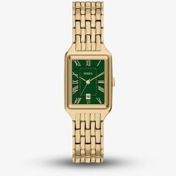 Fossil Ladies Raquel Gold Tone Green Dial Watch ES5452