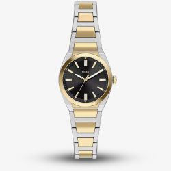 Fossil Ladies Everett Black Dial Two Tone Bracelet Watch ES5495