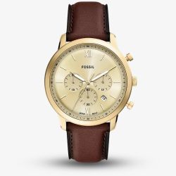 Fossil Mens Neutra Brown Leather Strap Chronograph Watch FS6113